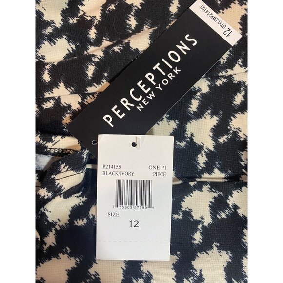 Perceptions New York Fit & Flare Dress Women's Size 12 Black & White Belted NWT - Picture 4 of 9